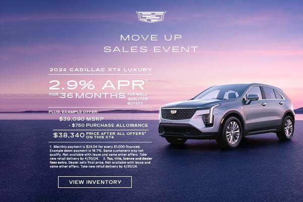 2024 CADILLAC XT4. 2.9% APR for 36 months for well qualified buyers.